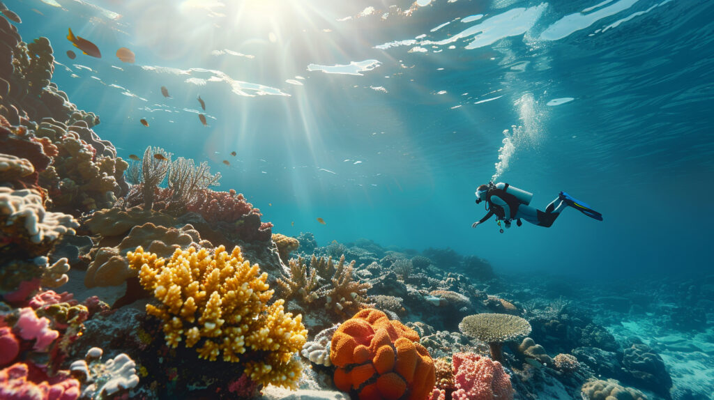 scuba diver surrounded by beautiful underwater nature (1)